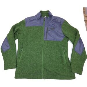 The North Face Mens Long Sleeve Fleece Jacket Green Full Zip Sz XL